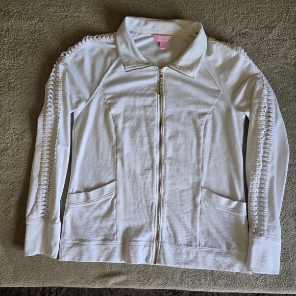 Lily Pulitzer Brigantine White Gold Glitter Stripe Pineapple Jacket size small - Picture 4 of 16